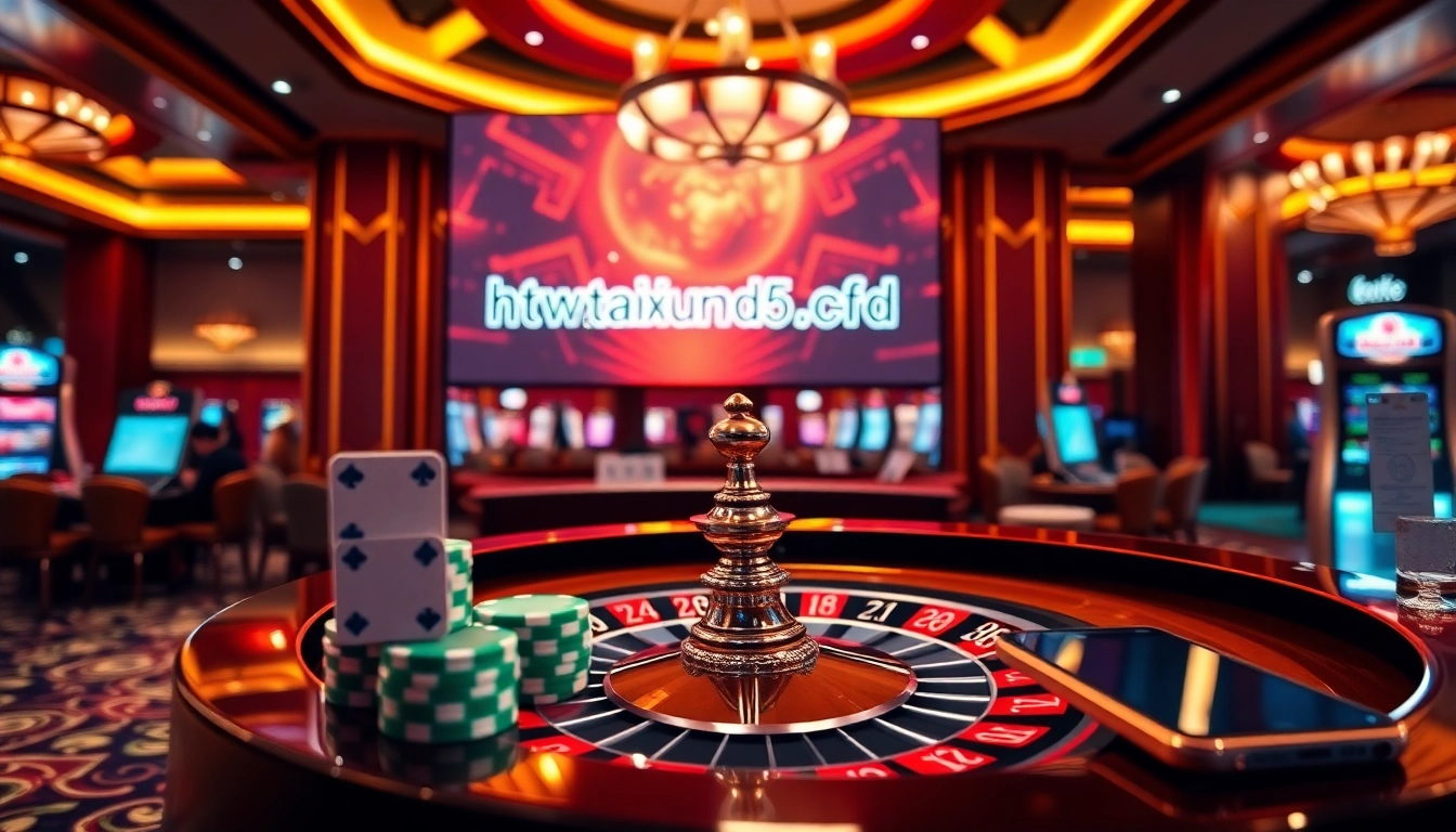 Engaging online gambling scene at https://taixiumd5.cfd/ with vibrant dice, chips, and excitement.