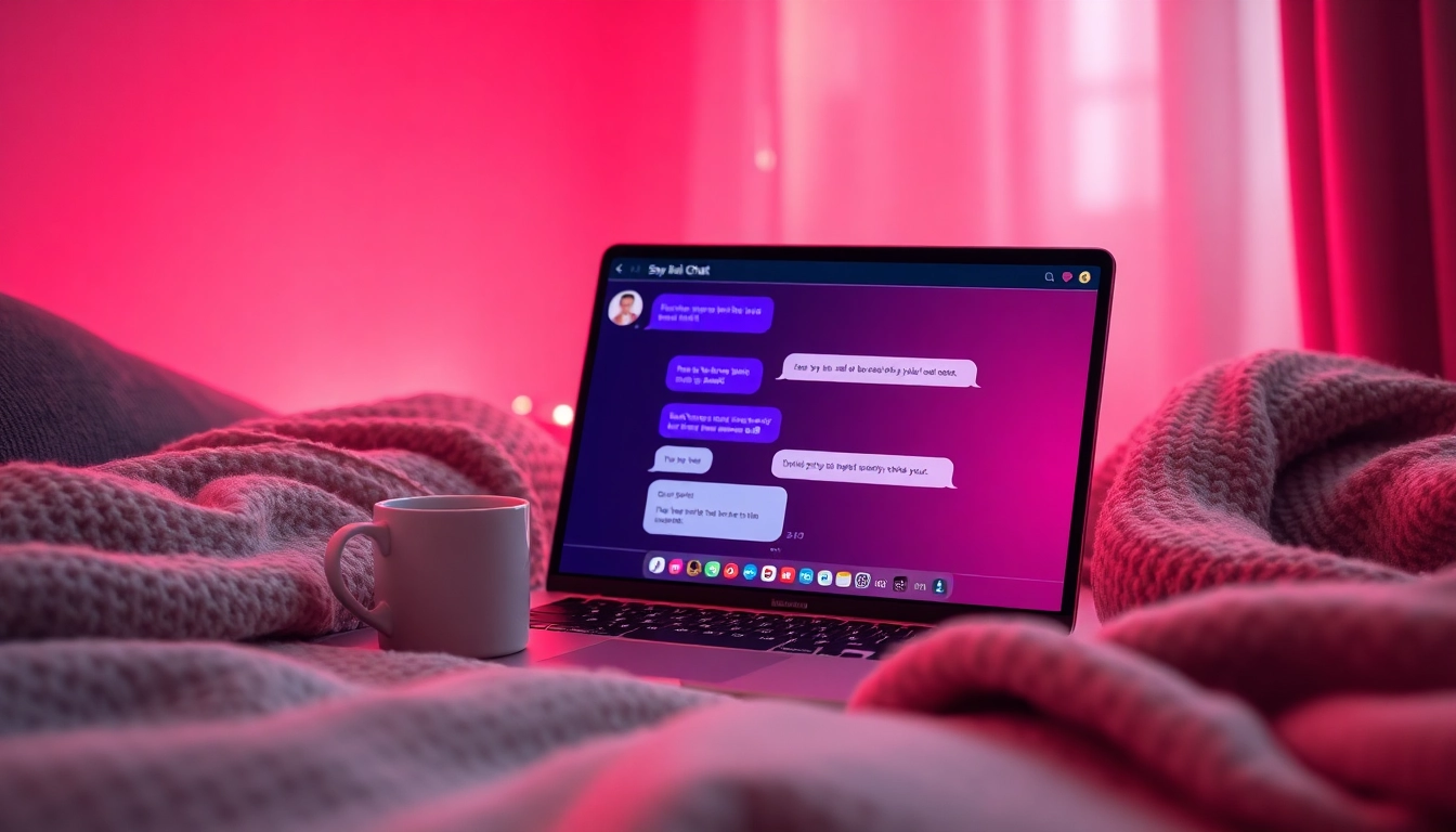 Engaging and inviting sexy ai chat interface in a cozy environment.