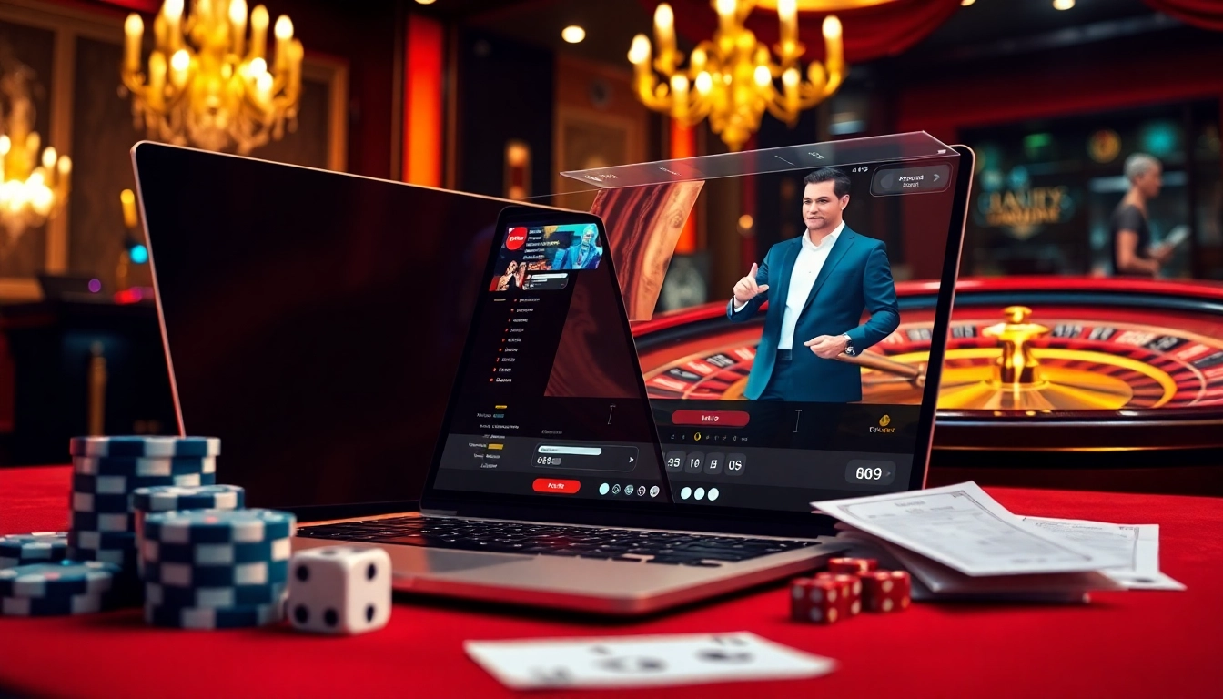 Experience the excitement of link 12bet while enjoying a luxurious casino atmosphere with poker chips and a roulette wheel.