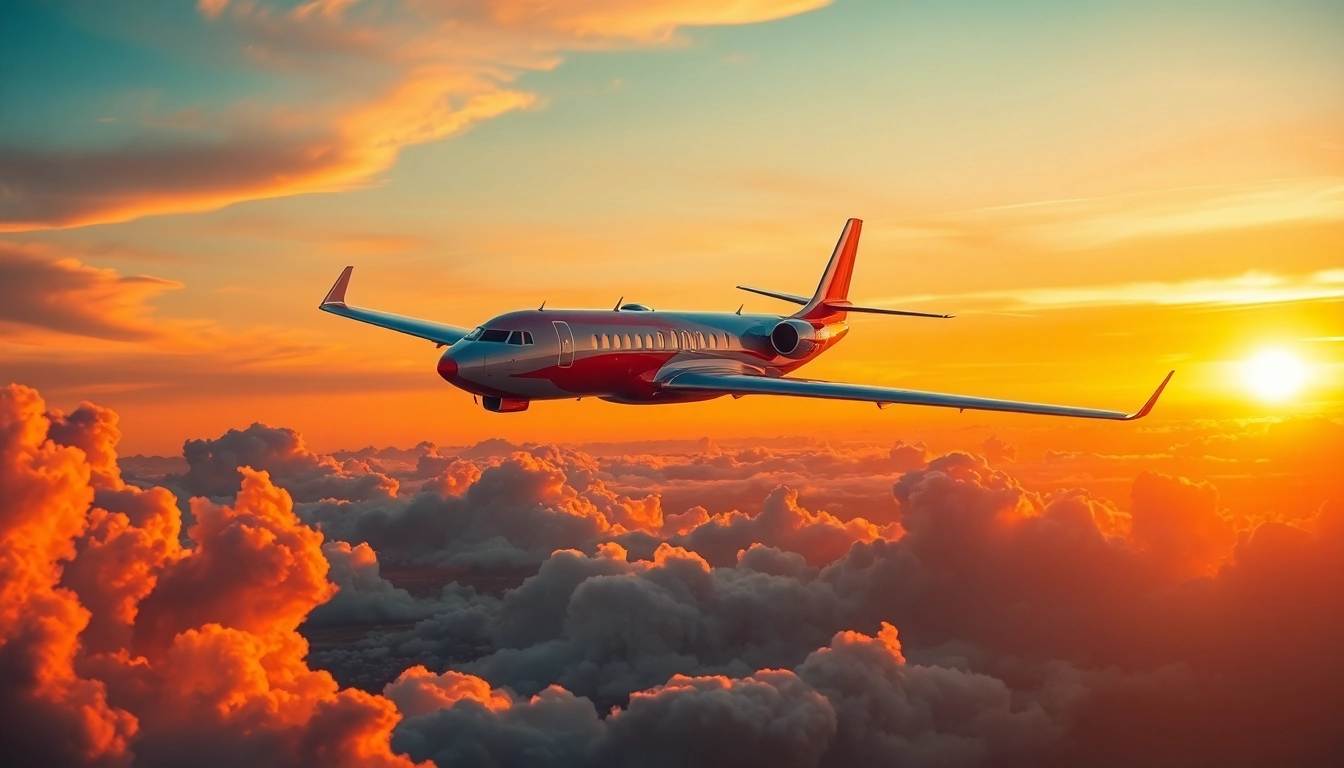FLY88 airplane soaring above vibrant sunset skies, symbolizing innovation in aviation.