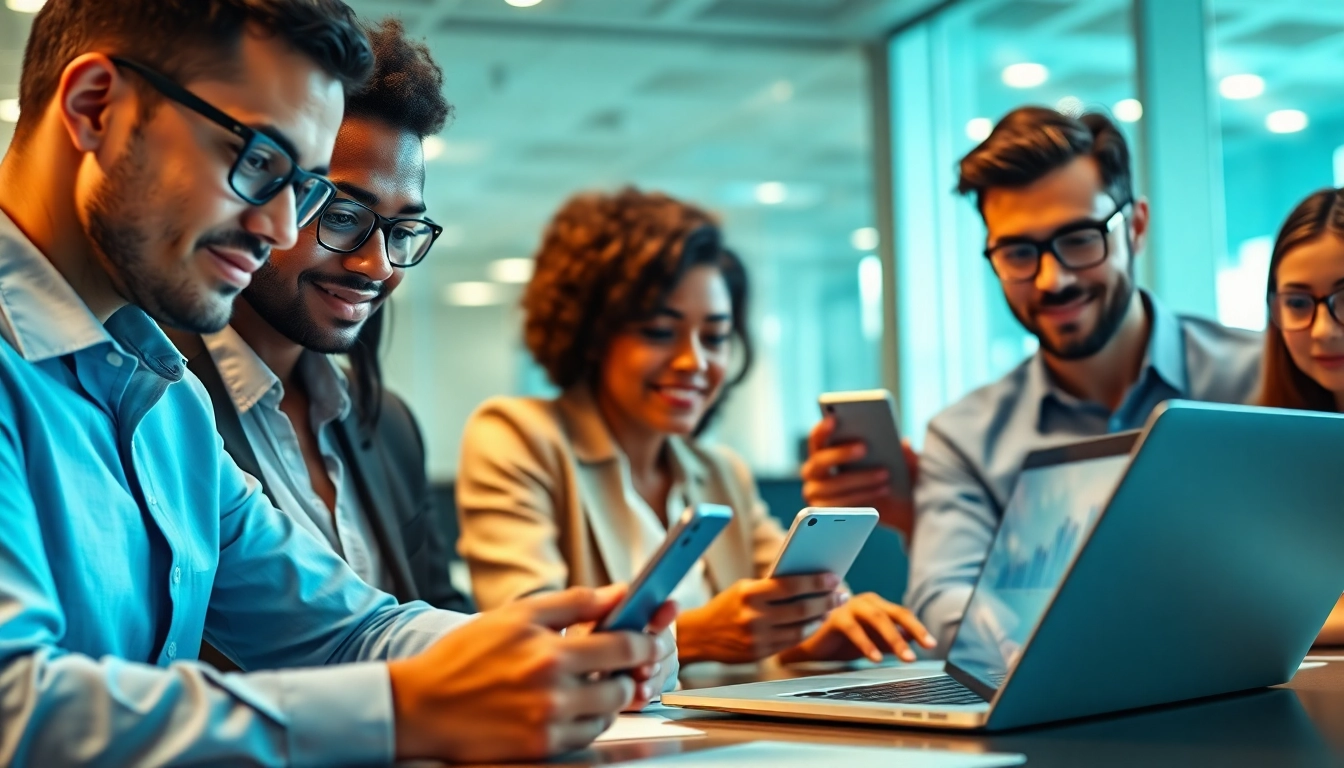 Validation d'e-mails en ligne dans un cadre professionnel avec une collaboration d'équipe diversifiée.