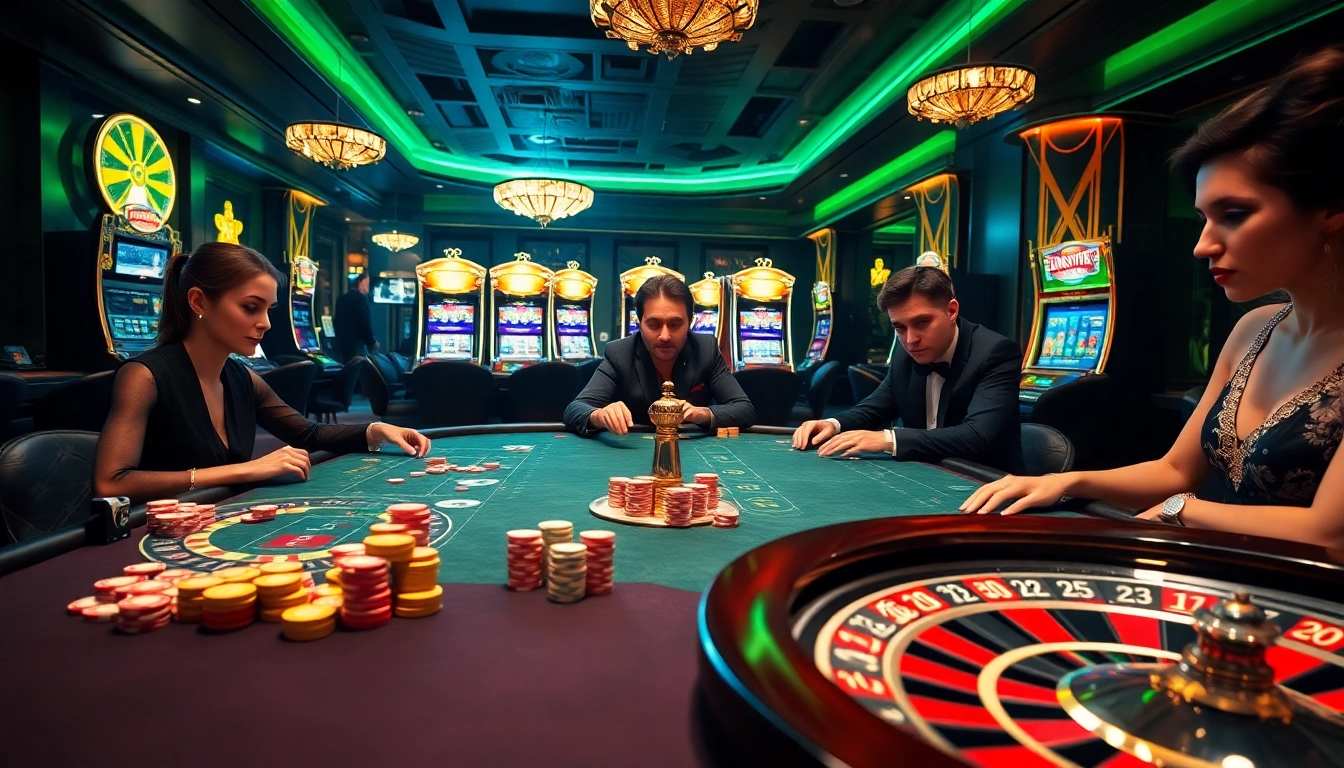 Excited players enjoying a high-stakes game at the Bk33 club casino table.