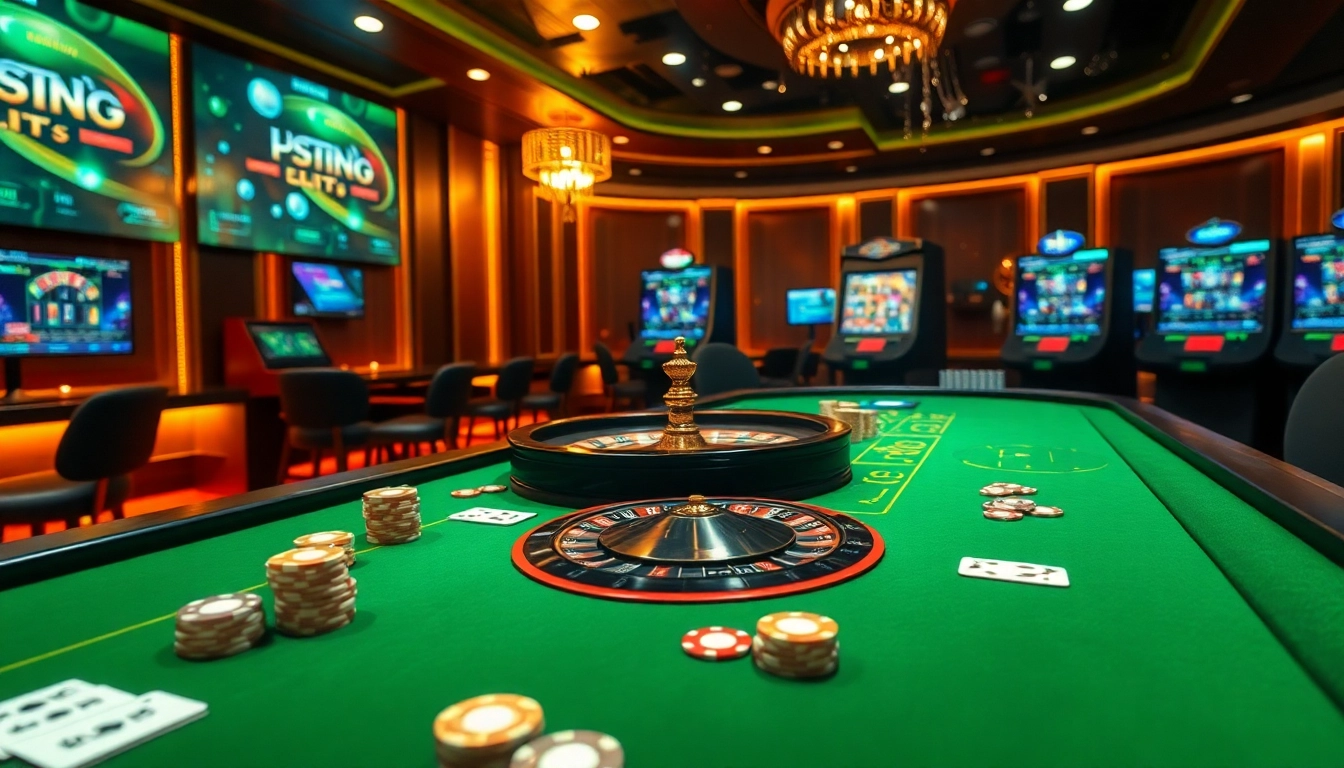 Experience the thrill of CM88 trang chủ with vibrant casino elements depicting online gambling excitement.