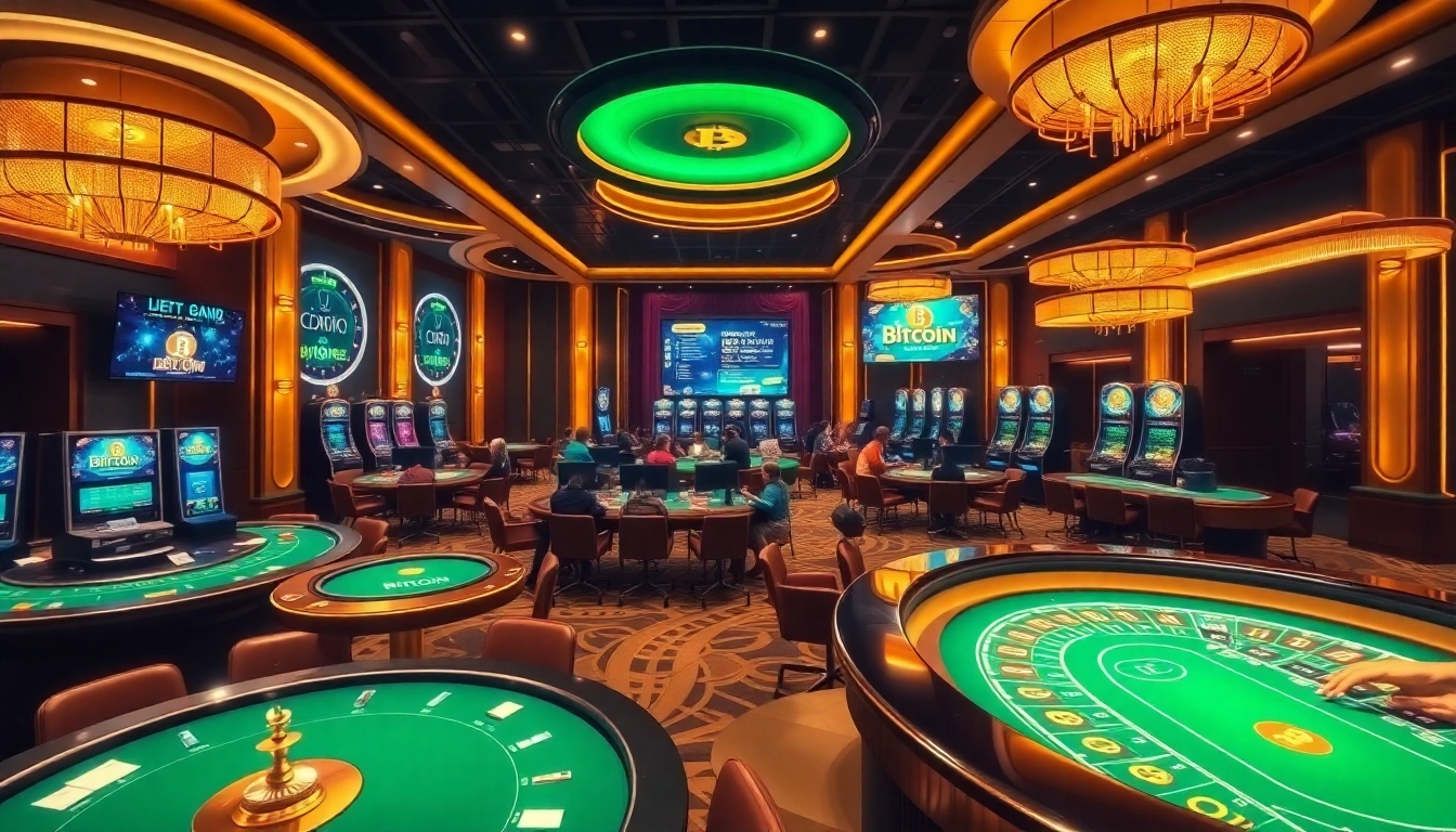 Action-packed Bitcoin casino with vibrant tables and exciting games.