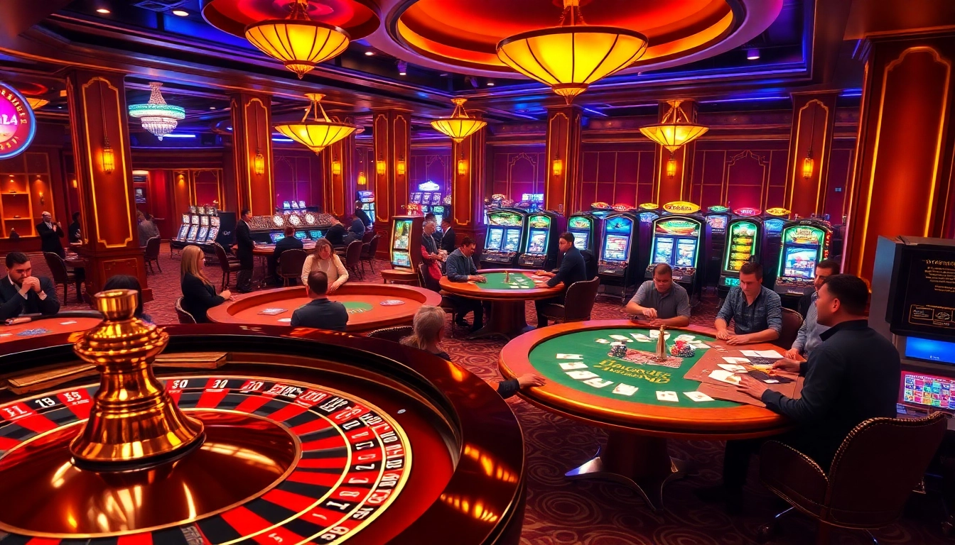 Experience the excitement at the meilleur casino en ligne de france with players engaging at roulette and poker tables.