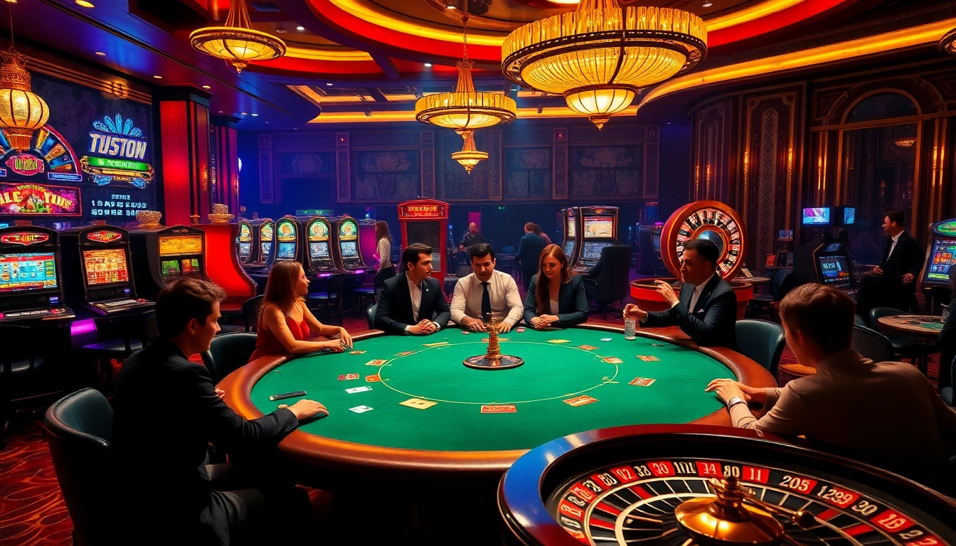 Experience the excitement of uu88 online casino with vibrant poker tables and slot machines.