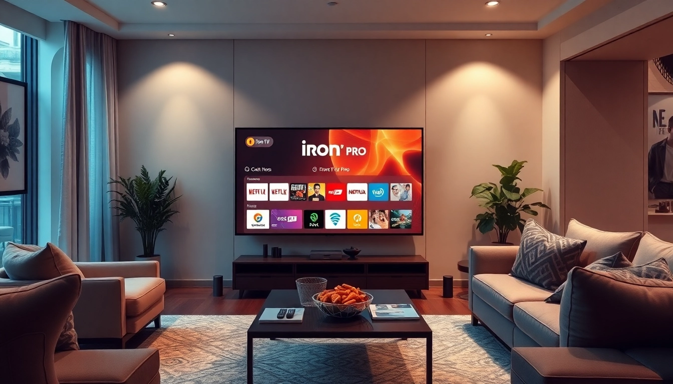 Enjoy seamless streaming with Iron TV Pro on a modern Smart TV in a cozy living room.