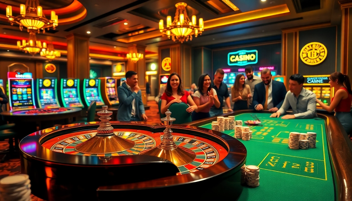 Experience the excitement of meilleur casino crypto with vibrant roulette and poker tables in a luxurious casino setting.