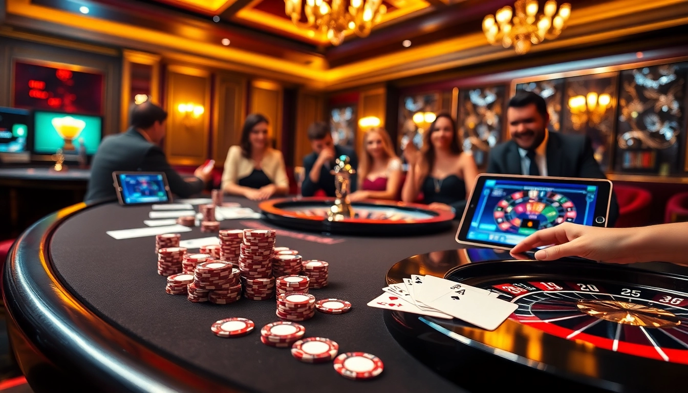 Experience the thrill of gambling at https://lc888s.com/ with an exciting casino scene featuring vibrant gaming elements.